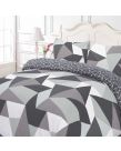Dreamscene Shapes Geometric Duvet Cover Bedding Set, Black Grey - Single