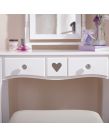 Heart Dressing Table with Stool - White