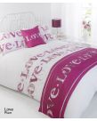 Love Bed In A Bag Duvet Double Cover Set - Plum