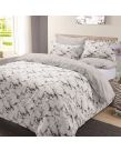 Marble Edge Duvet Cover with Pillow Case Reversible Bedding Set - Grey, Single