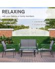Outsunny Curved Steel Outdoor Furniture Set With Loveseat, 4 Piece - Grey