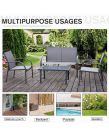Outsunny Curved Steel Outdoor Furniture Set With Loveseat, 4 Piece - Grey