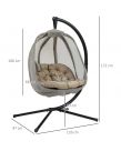 Outsunny Hanging Egg Chair Swing Hammock With Cushion - Khaki