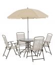 Outsunny Patio Dining Set With Parasol, 6 Piece - Beige