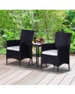 Outsunny Rattan Garden Furniture Bistro Set, 3 Piece - Black