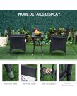 Outsunny Rattan Garden Furniture Bistro Set, 3 Piece - Black