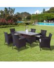 Outsunny Rattan Garden Furniture Dining Set, 7 Piece - Brown