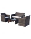 Outsunny Rattan Garden Sofa Set With Coffee Table, 4 Piece - Brown
