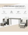 Outsunny Rattan Space Saving Garden Furniture Sofa Set, 5 Piece - Grey