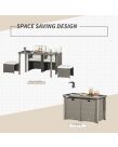 Outsunny Rattan Space Saving Garden Furniture Sofa Set, 5 Piece - Grey