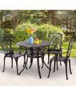 Outsunny Shabby Chic Cast Aluminium Dining Set, 5 Piece - Brown