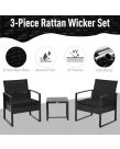 Outsunny Rattan Wicker Garden Furniture Patio Bistro Set, 3 Piece - Black