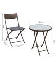 Outsunny Rattan Wicker Bistro Foldable Table Set, 3 Piece - Brown