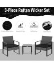 Outsunny Rattan Wicker Garden Furniture Patio Bistro Set, 3 Piece - Grey