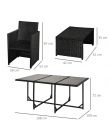 Outsunny Rattan Garden Furniture Cube Set, 10 Seater - Black