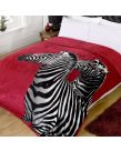 Animal Print Mink Faux Fur Throw Fleece Blanket - Zebra Design - 150 x 200cm