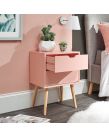 Nyborg Single 2 Drawer Bedside Table - Coral Pink