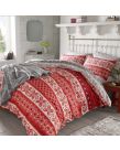 Christmas Nordic Duvet Cover Thermal 100% Brushed Cotton Xmas Bedding Set - Double