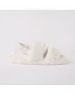 OHS Faux Fur Platform Slippers, Cream 