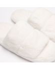OHS Faux Fur Platform Slider Slippers, Cream