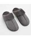 OHS Faux Suede Mule Slippers - Grey