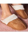 OHS Faux Suede Mule Slippers, Tan