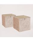 OHS Crushed Velvet Cube Storage Boxes, Beige - 2 Pack