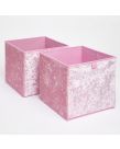 OHS Crushed Velvet Cube Storage Boxes, Blush - 2 pack