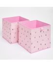 OHS Dalmatian Spots Print Cube Storage Boxes, Blush - 2 pack