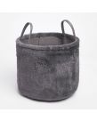 OHS Faux Fur Fleece Storage Basket - Grey