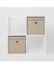 OHS Faux Linen Storage Box With Lid, Beige - 2 Pack