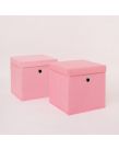 OHS Faux Linen Storage Box With Lid, Blush - 2 Pack