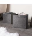 OHS Matte Velvet Cube Storage Boxes, Charcoal - 2 Pack