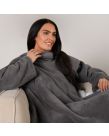 OHS Sherpa Wearable Blanket With Sleeves - Charcoal