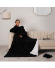 OHS Sherpa Wearable Blanket With Sleeves - Black