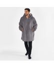 OHS Side Pocket Sherpa Fleece Hoodie Blanket - Charcoal