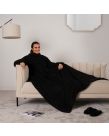 OHS Teddy Fleece Wearable Blanket With Sleeves - Black