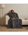 OHS Teddy Fleece Wearable Blanket with Sleeves - Charcoal