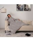 OHS Teddy Fleece Wearable Blanket With Sleeves - Silver
