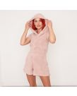 OHS Teddy Hooded Playsuit - Blush Pink