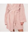 OHS Fluffy Teddy Hooded Dressing Gown - Blush