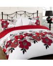 Dreamscene Pollyanna Red Floral Duvet Quilt Cover Bedding Set - Super King