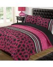 Animal Print Duvet King Size Cover with Pillowcase Set - Pink/Black 