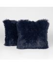 Sienna Faux Mongolian Fur Cushion Covers - Navy