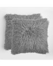 Sienna 4 Pack Faux Mongolian Fur Cushion Covers, Silver - 55 x 55cm
