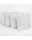 Sienna Faux Mongolian Fur Cushion Covers 55 x 55cm - White