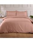 Brentfords Satin Stripe Duvet Double Cover with Pillow Case Set - Pink