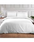 Brentfords Satin Stripe Duvet Super King Cover with Pillow Case Set - White