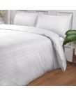 Brentfords Satin Stripe Duvet King Size Cover with Pillow Case Set - White