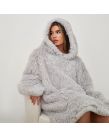 Sienna Fluffy Hoodie Blanket - Silver